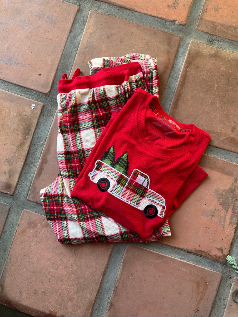 Eddie Bauer Red Plaid Truck Kids Pajama Set